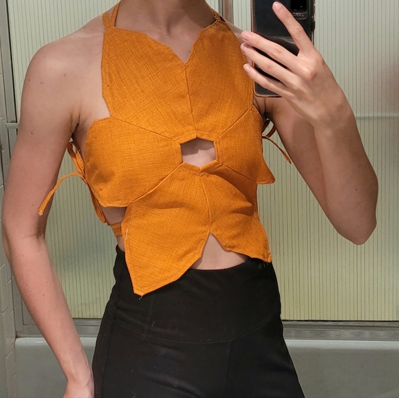Tops - Handmade orange flower top